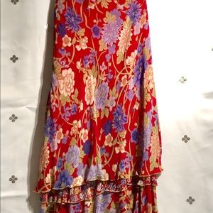 Indira Maxi Skirt Size M Red with Purple Flowers